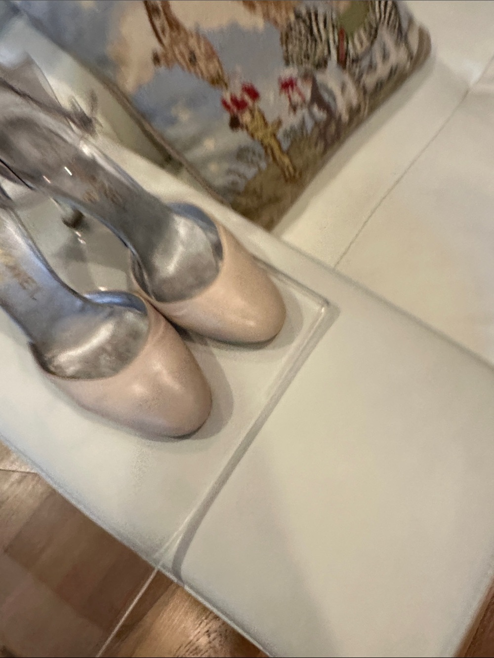 CHANEL Beige Leather Pumps with Clear Ankle Strap - Picture 10 of 16